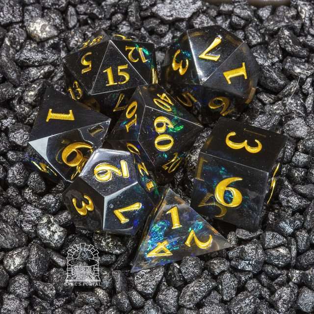 Sage's Crystals - Midnight Sharp Edge Resin Polyhedral Dice Set image 0