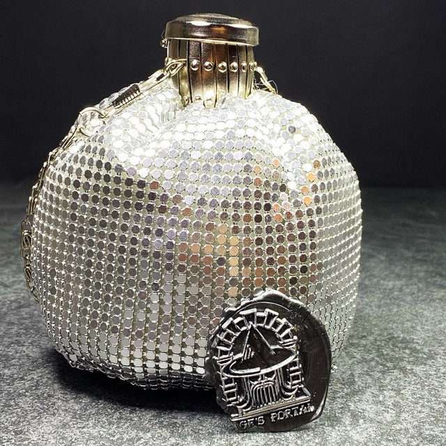 Sage’s Gala Purse – Silver Metallic Scale Gate-top Dice Bag image 0