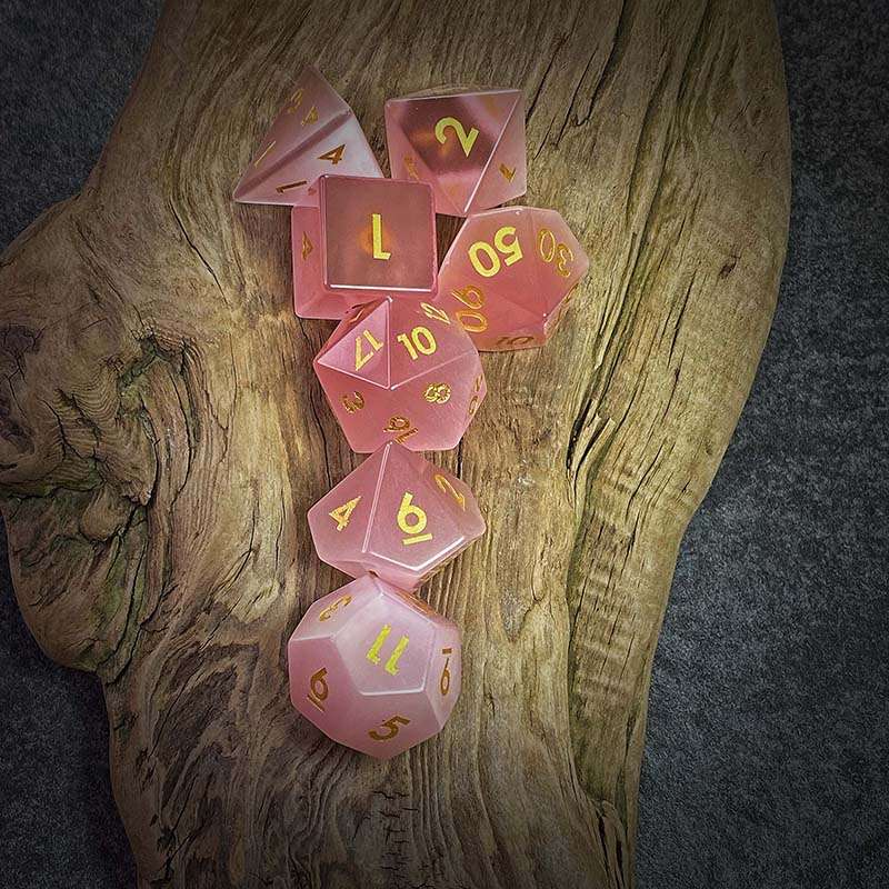 Sage's Treasures - Gemstone Pink Cat's Eye Polyhedral Dice Set image 11