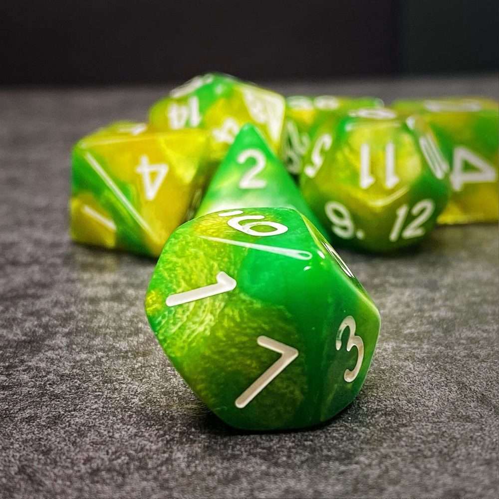 Sage's Stones - Green/Lime Acrylic Polyhedral Dice Set image 3