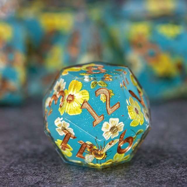 Sage's Honeybees Tropical Honey Sharp Edge Resin Dice Set image 4