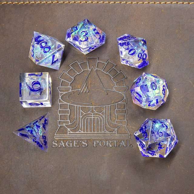 Sage's Crystals - Glacier Sharp Edge Resin Polyhedral Dice Set image 8