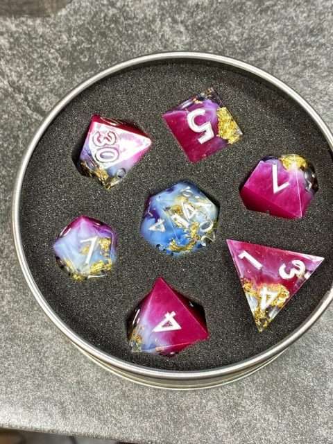 Sage's Geomancy Red/Magenta Sharp Edge Resin Dice Set image 9