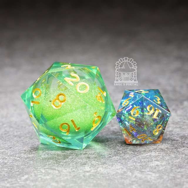 Sage's Spirits - 33mm Nature Spirit Liquid-Core D20 Sharp Edge Resin Dice image 5
