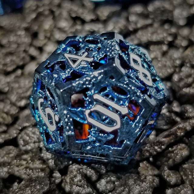 Sage's Dragonstones - Blue Noble Dragon Hollow Metal Polyhedral Dice Set image 26