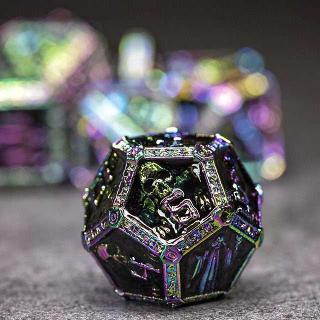 Sage's Lich's Phylactery Black/Rainbow Metal Polyhedral Dice Set image 4