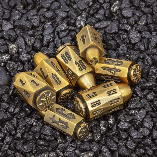 Sage's Holy Revolver Bronze Bullets Metal Dice Set image 1