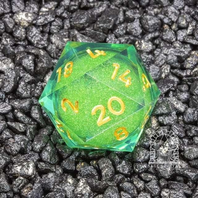 Sage's Spirits - 33mm Nature Spirit Liquid-Core D20 Sharp Edge Resin Dice image 4