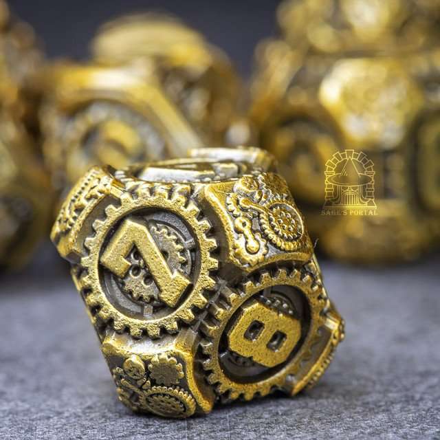 Sage's Artificer's Core Bronze Essence Metal Polyhedral Dice Set image 3