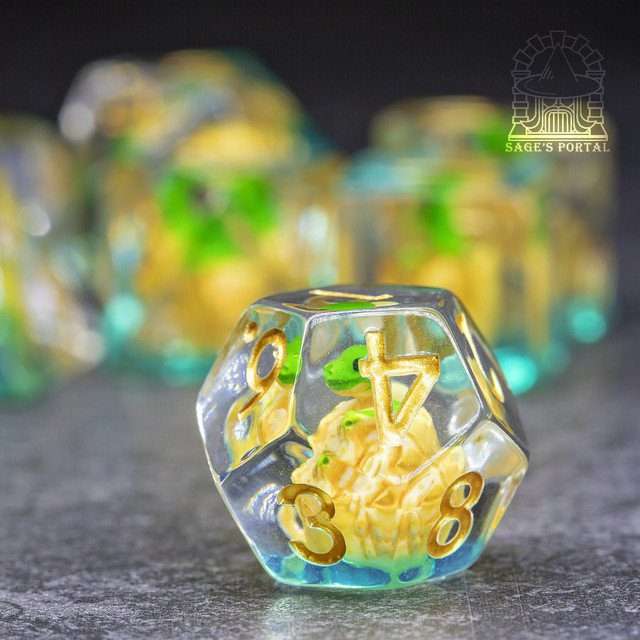 Sage's Dragon Hatchling Familiar Resin Polyhedral Dice Set image 2
