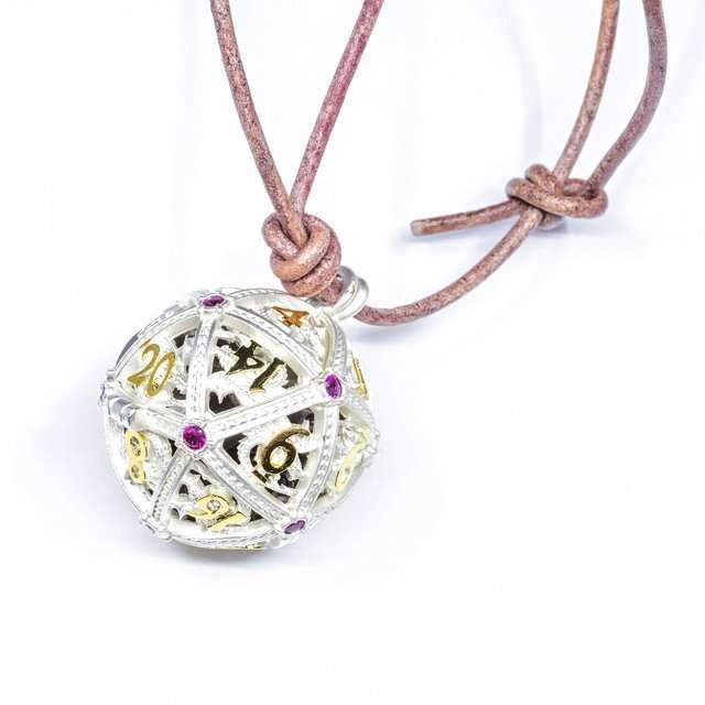 Sage’s Tiny Treasures Winter Rose Draconic Cage Necklace with Miniature Dice Set image 13