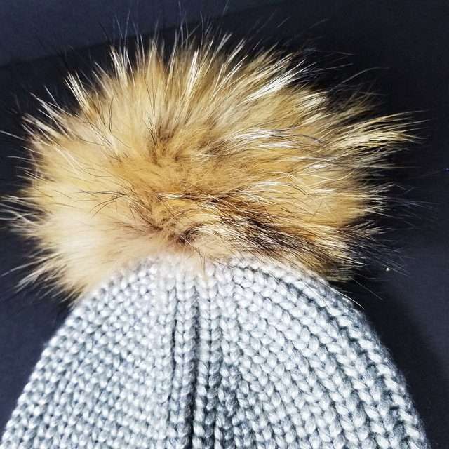 Sage’s Cap – Grey Knit Beanie with Raccoon Pompom image 12