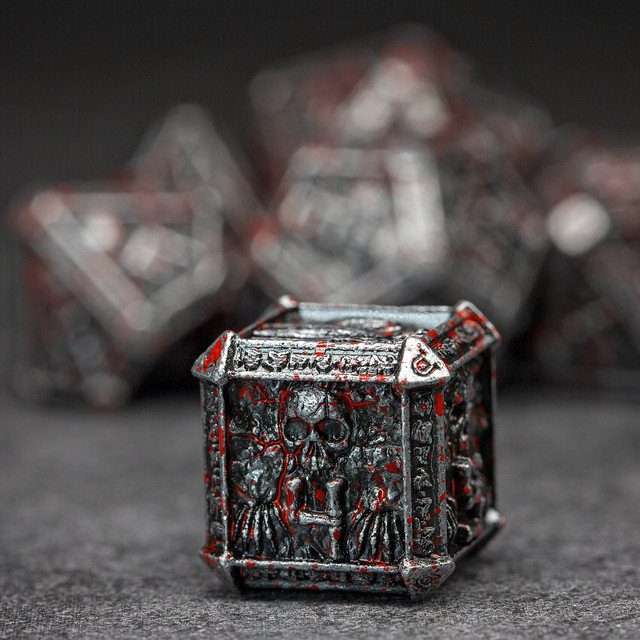 Sage's Lich's Phylactery Nickel/Blood Metal Polyhedral Dice Set image 6
