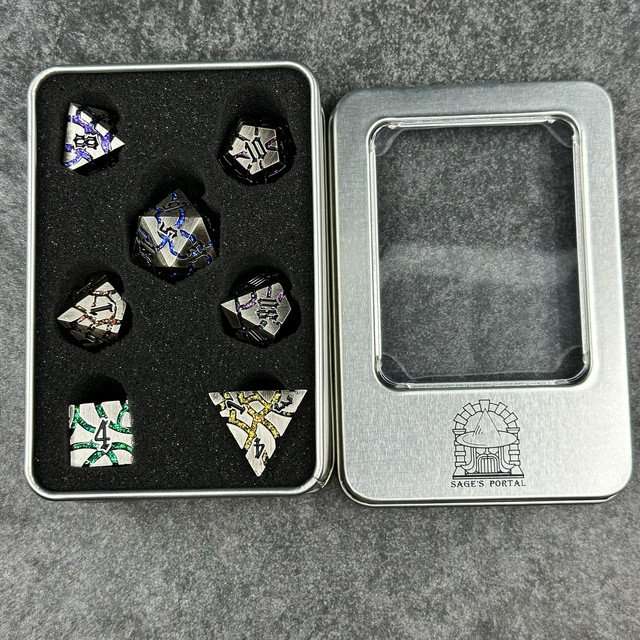 Sage's Warp Stones Antique Silver Galaxy Metal Polyhedral Dice Set image 2