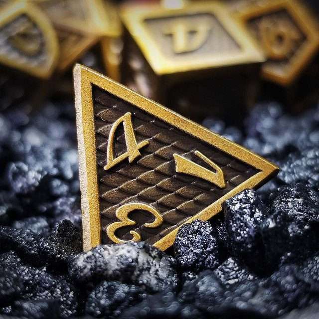 Sage's Dragonstones - Gold Black Metal Polyhedral Dice Dungeons Dragons image 7
