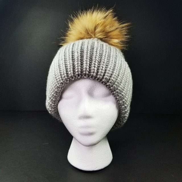 Sage’s Cap – Grey Knit Beanie with Raccoon Pompom image 17