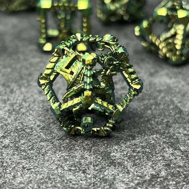 Sage's Draconic Prison Nightshade Cage Hollow Metal Dice Set image 10
