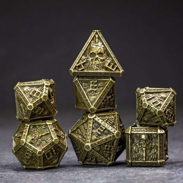 Sage's Lich's Phylactery Bronze Metal Polyhedral Dice Set image 0