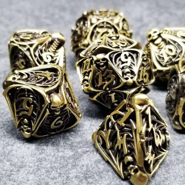 Sage's Macabre Bone Trinket Bronze Hollow Metal Polyhedral Dice Set image 11