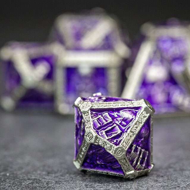Sage's Lich's Phylactery Purple/Silver Metal Polyhedral Dice Set image 7