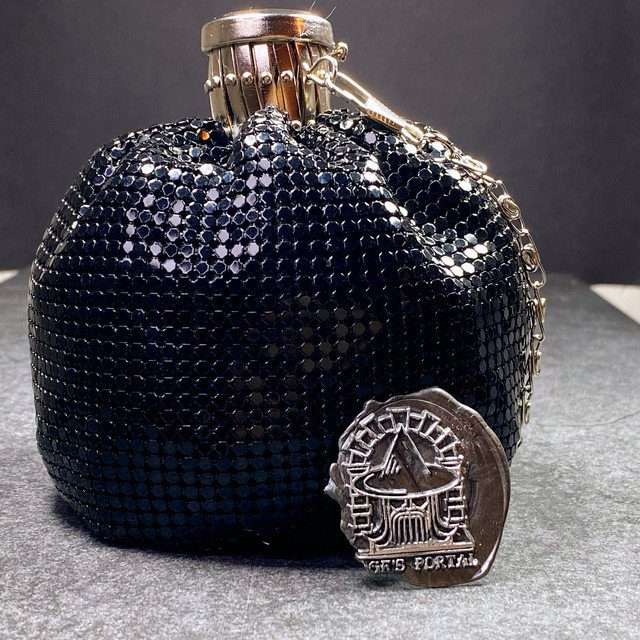 Sage's Gala Purse - Black Metallic Scale Gate-top Dice Bag image 0