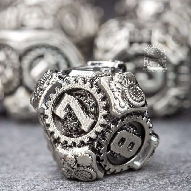 Sage's Artificer's Core Dusk Essence Metal Polyhedral Dice Set image 2