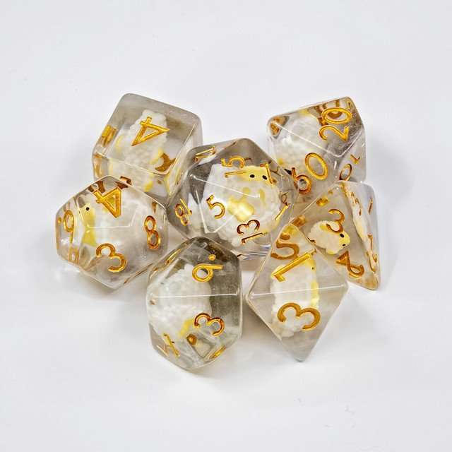 Sage's Sheep Familiar Resin Polyhedral Dice Set image 13