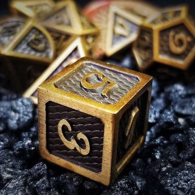 Sage's Dragonstones - Gold Black Metal Polyhedral Dice Dungeons Dragons image 6