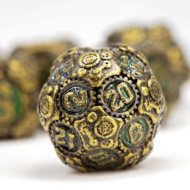 Sage's Artificer's Core Forest Essence Metal Polyhedral Dice Set image 0