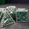 Sage's Dragonstones - Chained Noble Dragon Green Hollow Metal Polyhedral Dice Set image 0