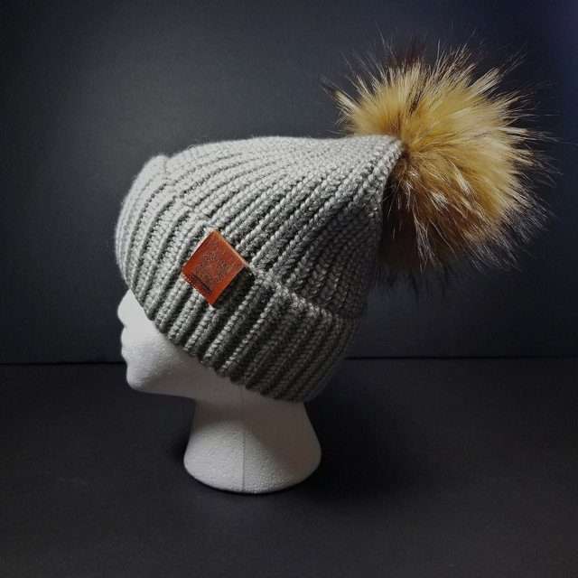 Sage’s Cap – Grey Knit Beanie with Raccoon Pompom image 7