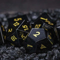 Sage's Treasures - Obsidian Gloss Finish Gold Ink Polyhedral Dice Set image 0
