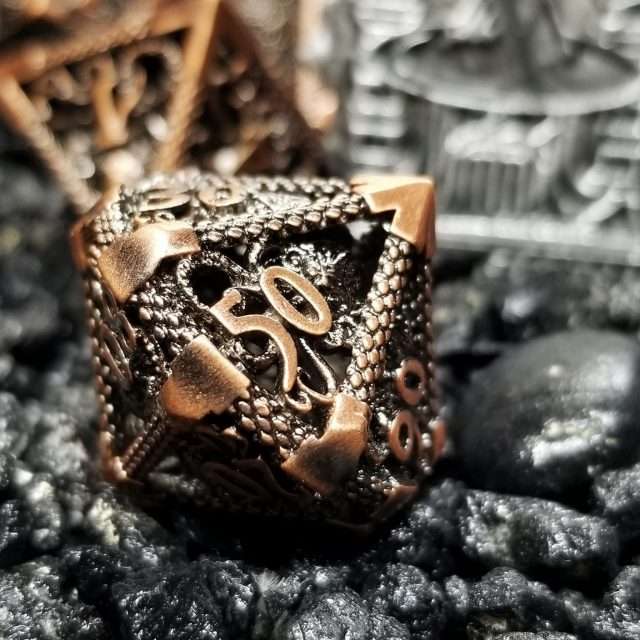 Sage's Cthulhu Shugnahothh Bronze Hollow Metal Polyhedral Dice Set image 5