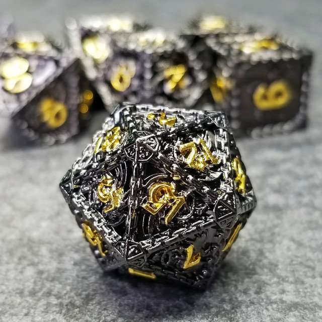 Sage's Dragonstones - Mystic Wyvern Black and Gold Metal Polyhedral Dice Set image 11