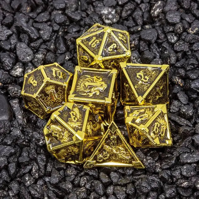 Sage's Grave Fortune Gilded Death Metal Polyhedral Dice Set image 14