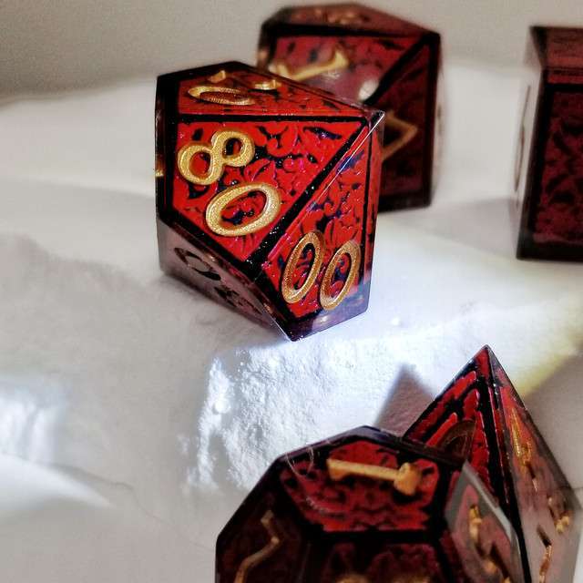 Sage's Arabesque Crimson Sharp Edge Resin Dice Set image 3