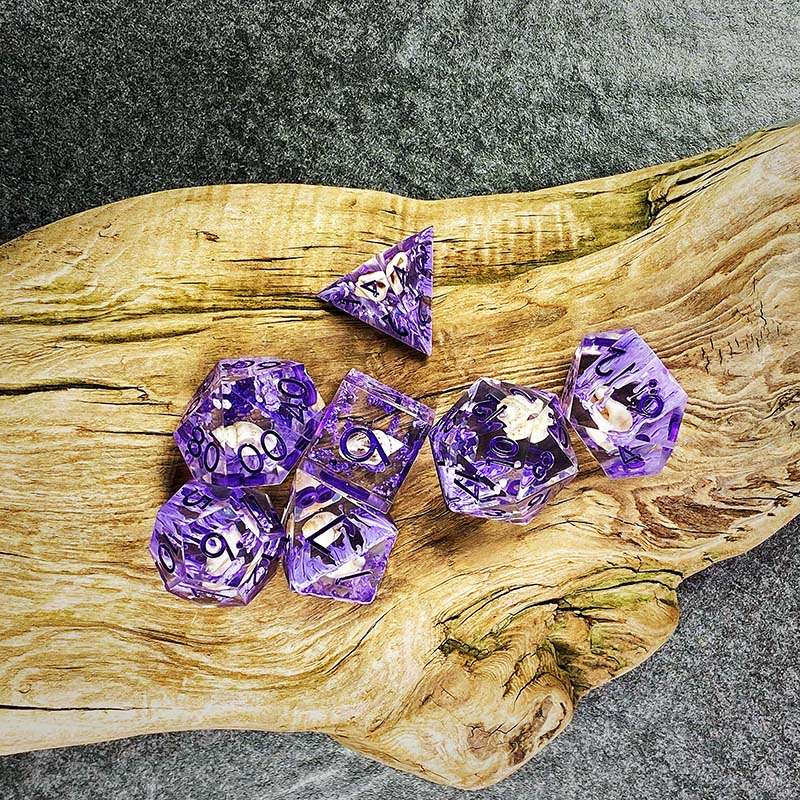 Sage's Orbs - Purple Ocean Depths Sharp Edge Resin Polyhedral Dice Set image 19