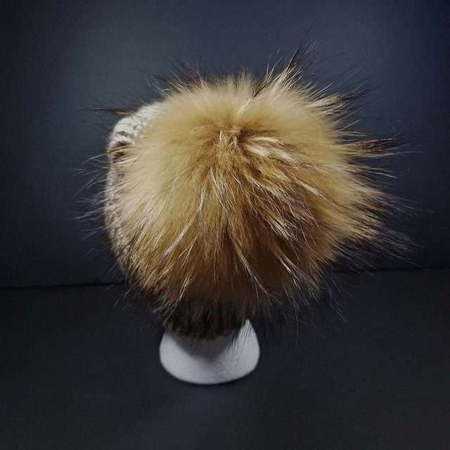 Sage’s Cap – Mocha Knit Beanie with Raccoon Pompom image 8