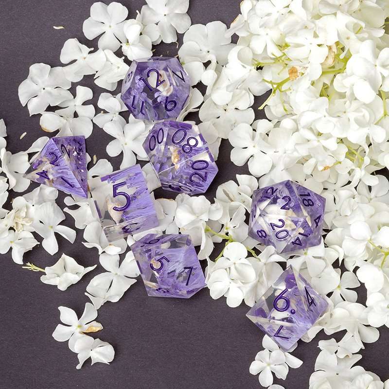 Sage's Orbs - Purple Ocean Depths Sharp Edge Resin Polyhedral Dice Set image 16
