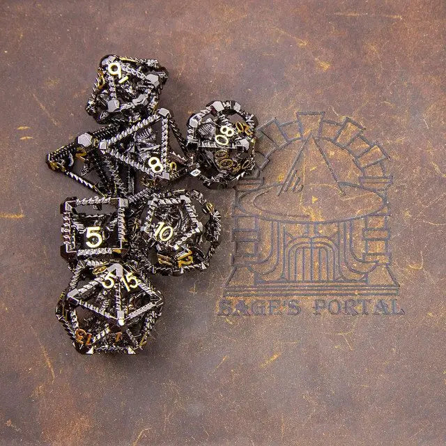 Sage's Draconic Prison Midnight Cage Hollow Metal Dice Set image 10