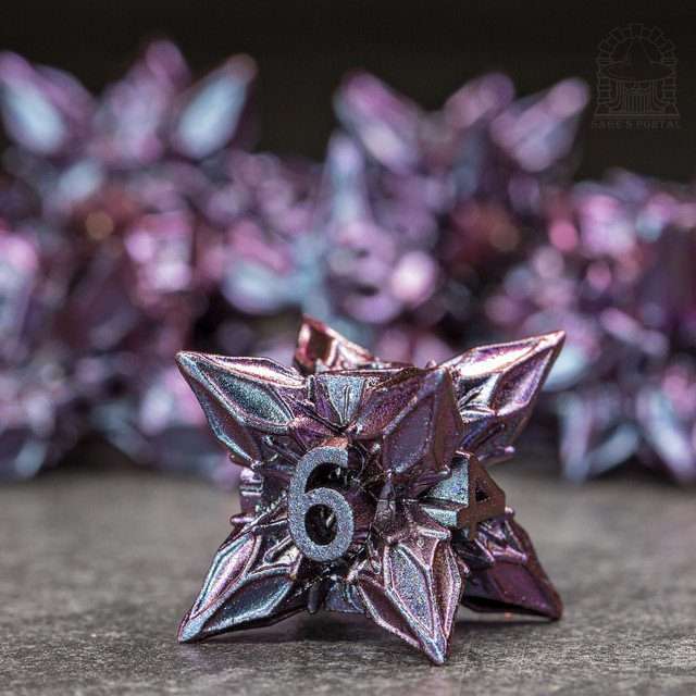 Sage's Deadly Blossoms Violet Metal Polyhedral Dice Set image 5