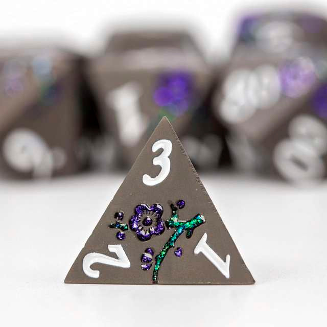 Sage's Petrified Flowers Black/Purple Metal Dice Set image 8