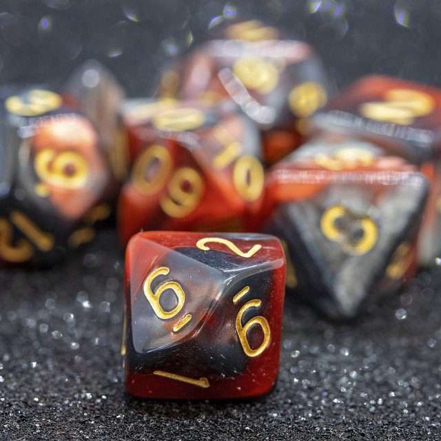 Sage's Stones - Copper/Mica Gold Ink Acrylic Polyhedral Dice Set image 3