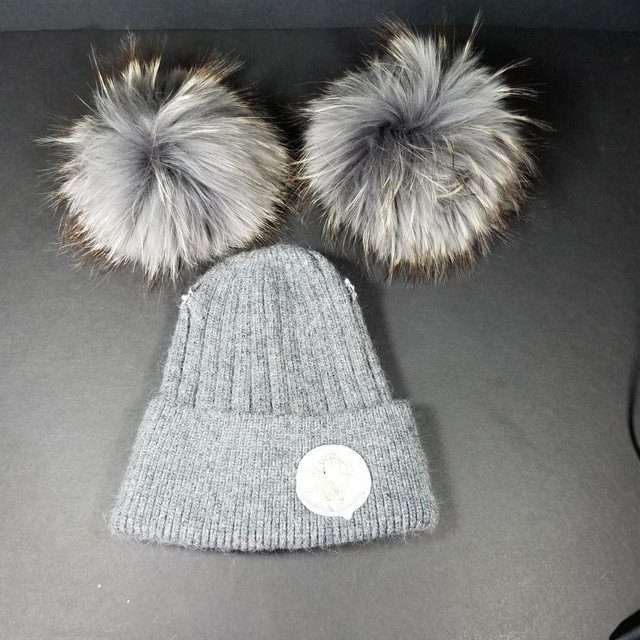 Sage’s Cap – Grey Wool Beanie with Double Raccoon Pompom image 8