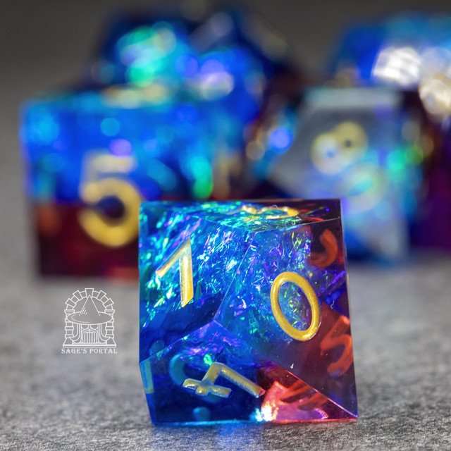 Sage's Crystals - Thermal Sharp Edge Resin Polyhedral Dice Set image 4