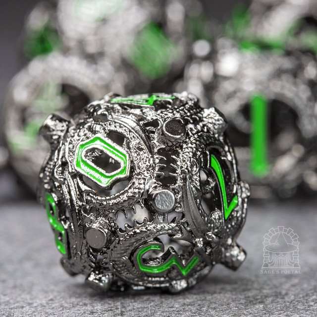Sage’s Ouroboros Dusk Venom Hollow Metal Polyhedral Dice Set image 2