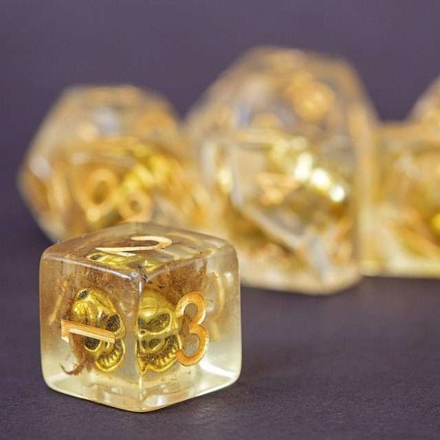 Sage's Familiars - Golden Skull Familiar Resin Polyhedral Dice Set image 20