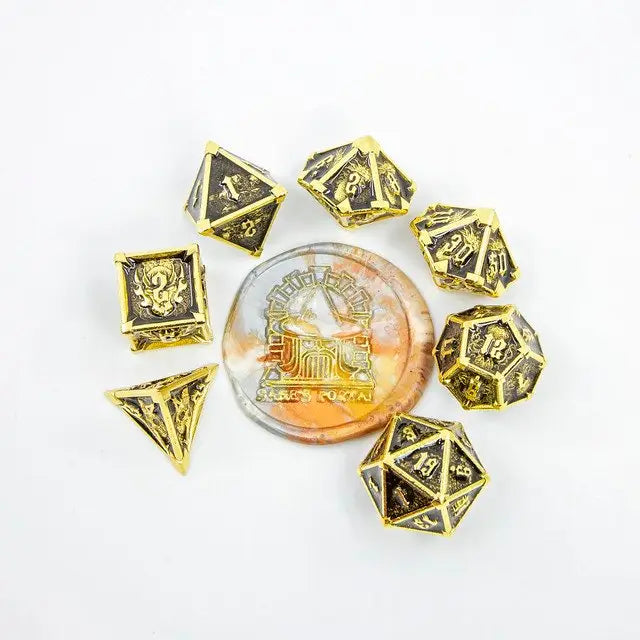 Sage's Grave Fortune Gilded Death Metal Polyhedral Dice Set image 10