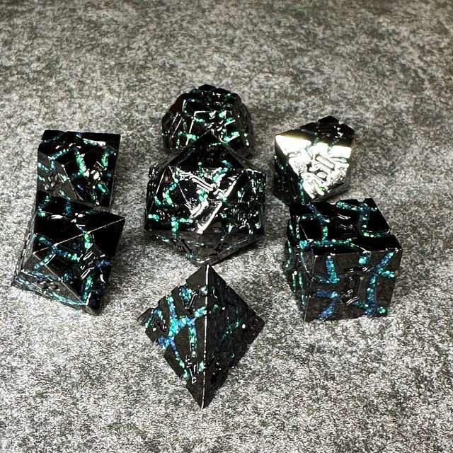Sage's Warp Stones Green Nebula Metal Polyhedral Dice Set image 8