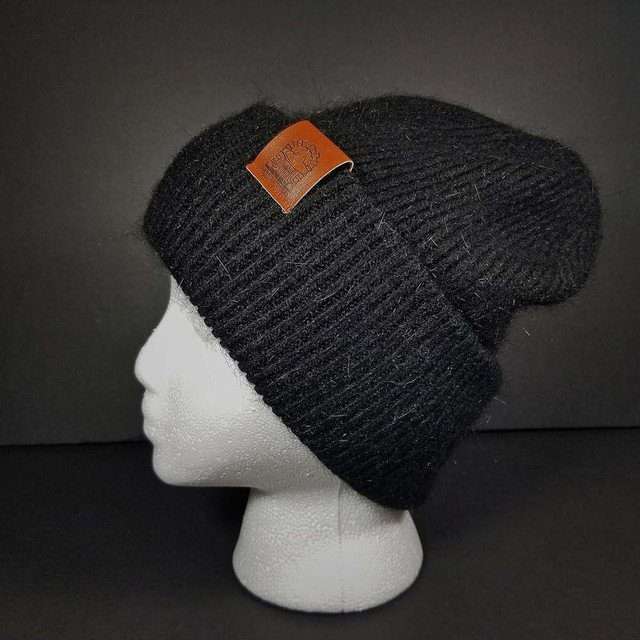 Sage’s Cap – Black Angora Rabbit Fur Viscose Beanie image 0